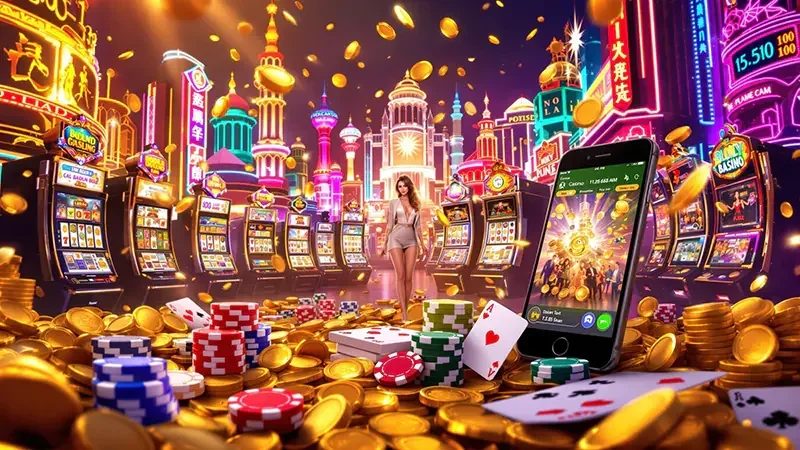 Ilustrasi permainan slot dengan tampilan reel modern